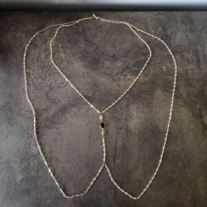 Gold Body Chain With Black Stone
